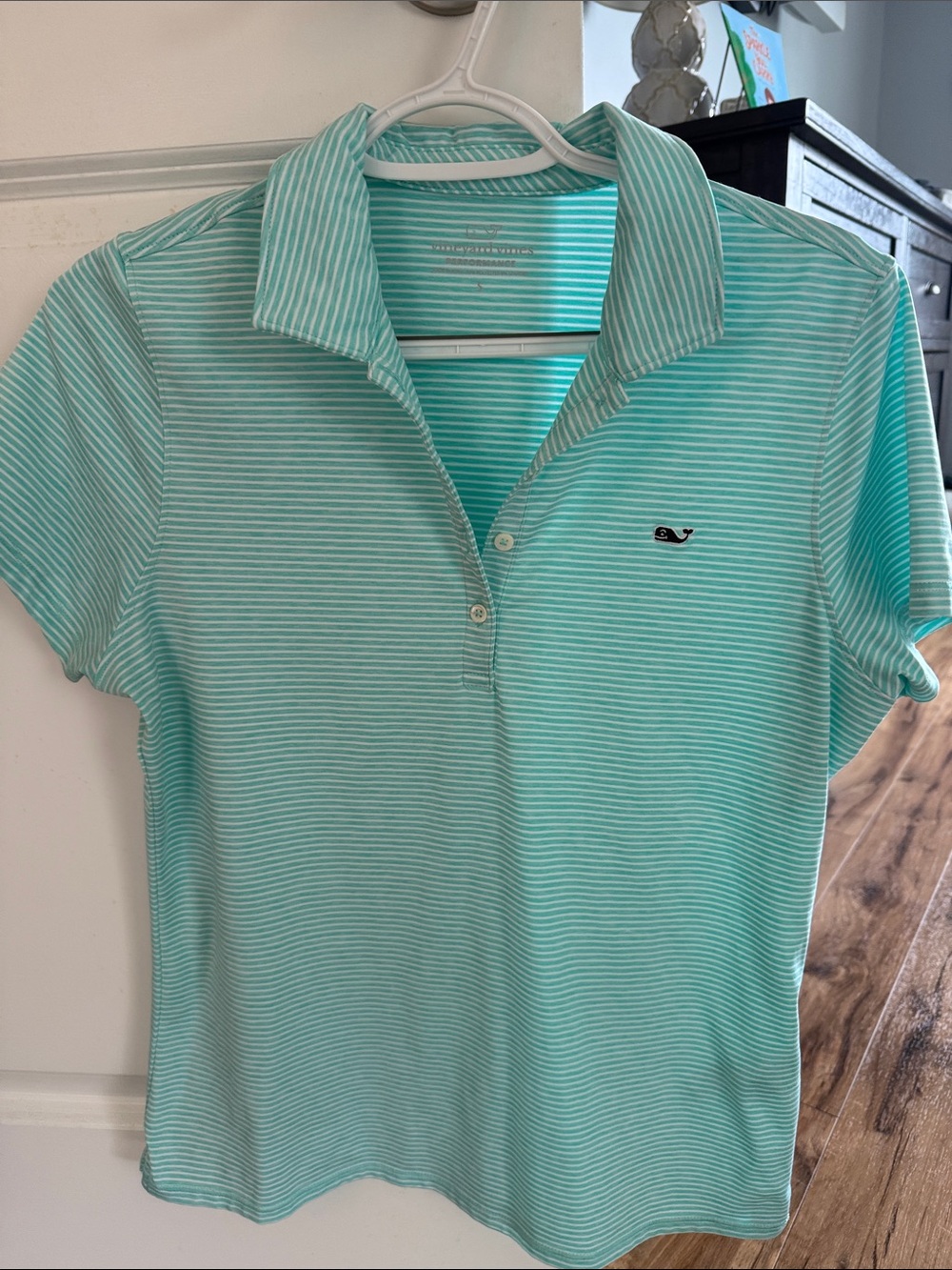 Vineyard Vines Aqua & White Striped Polo